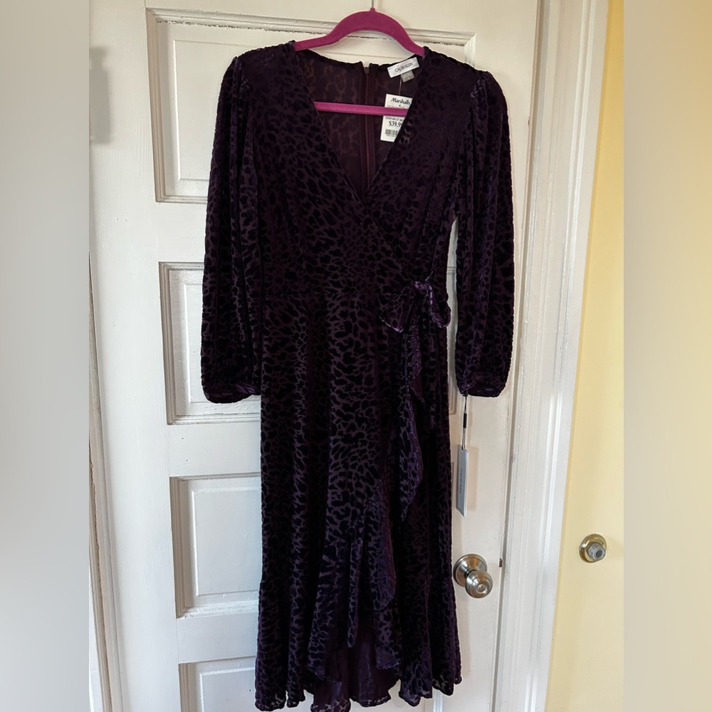 Calvin Klein Purple Velvet Dress Size 8
